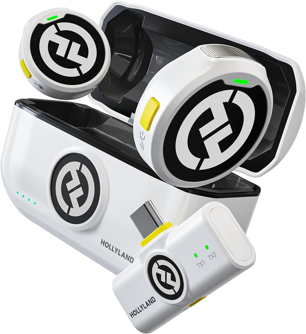 Hollyland Lark M2 Microfono Lavalier Wireless (2TX+1RX) per Telefoni Android, iPhone 15, 48kHz/24 bit, 300 m, Hi-Fi Audio, ENC Antirumore, 30H, Microfono Lavalier per Livestream, Vlog, Podcast - Nero