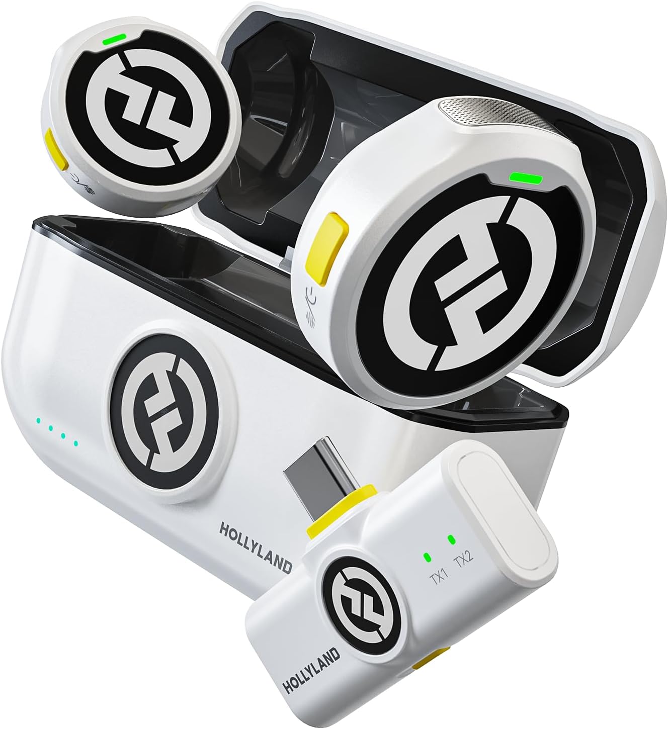 Hollyland Lark M2 Microfono Lavalier Wireless (2TX+1RX) per Telefoni Android, iPhone 15, 48kHz/24 bit, 300 m, Hi-Fi Audio, ENC Antirumore, 30H, Microfono Lavalier per Livestream, Vlog, Podcast - Nero