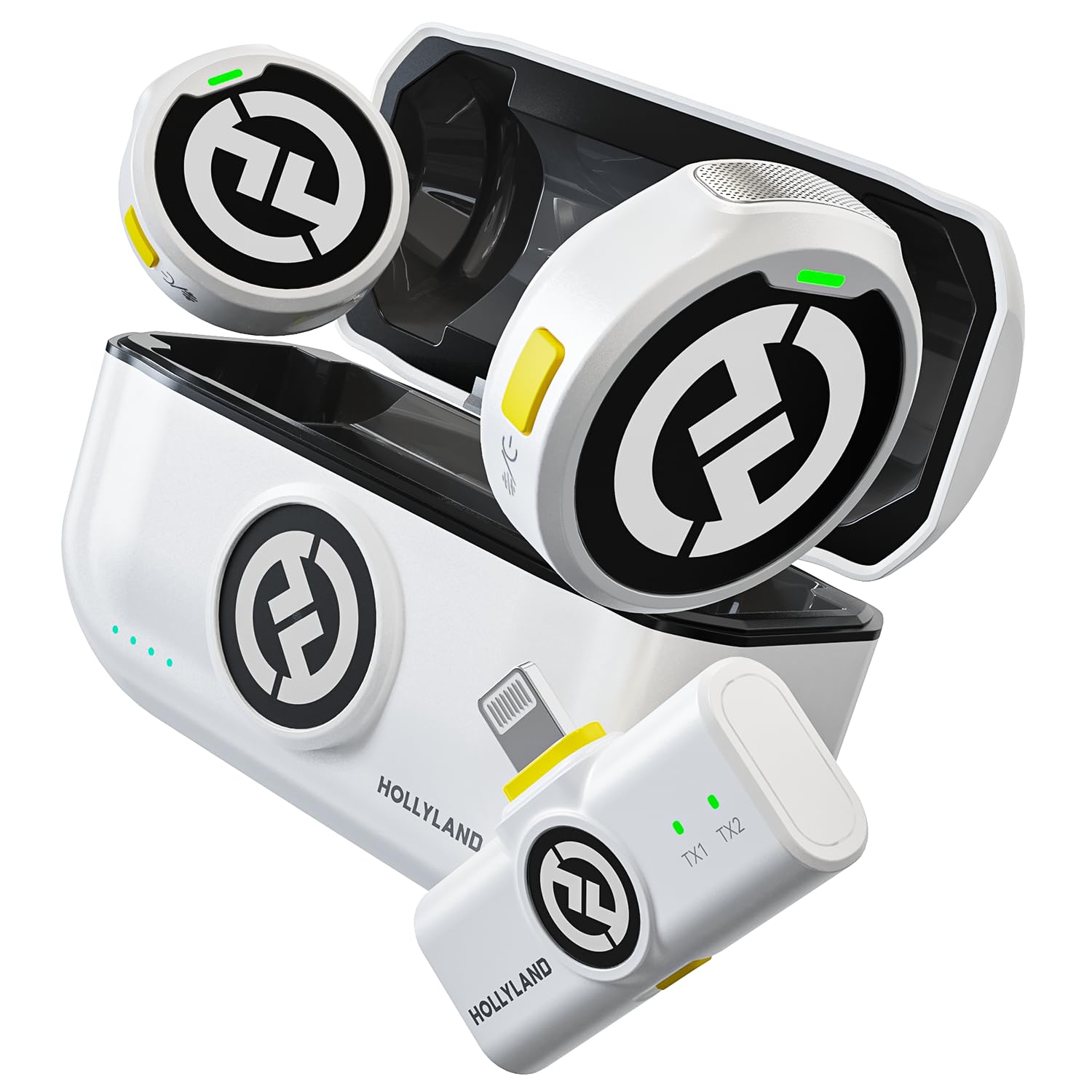 Hollyland Lark M2 Microfono Lavalier Wireless (2TX+1RX) per Telefoni Android, iPhone 15, 48kHz/24 bit, 300 m, Hi-Fi Audio, ENC Antirumore, 30H, Microfono Lavalier per Livestream, Vlog, Podcast - Nero