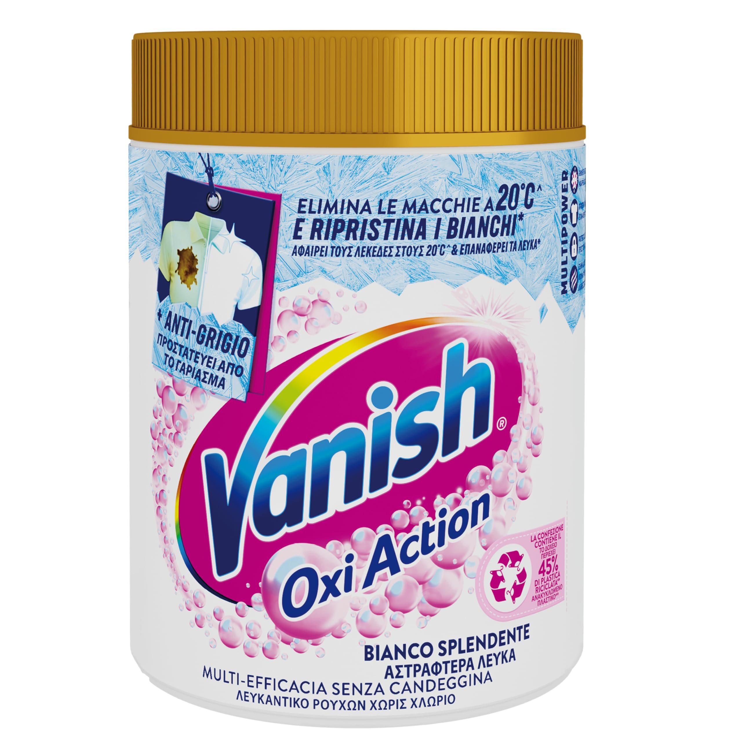 Vanish Oxi Action Multipower Polvere Bianco Splendente, Smacchiatore per Capi Bianchi