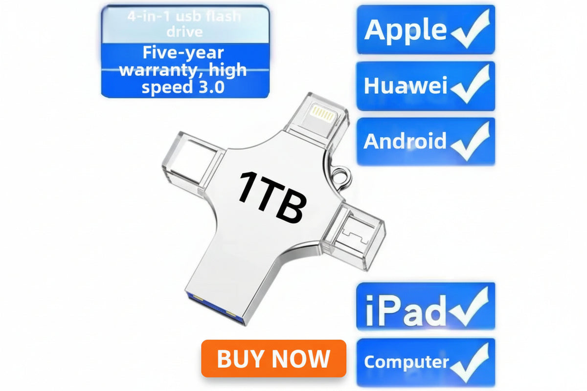 Memoria Flash USB 3.0 4 en 1 para iPhone/Android 1T