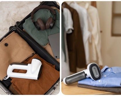 Plancha de vapor portátil con succión automática para ropa.